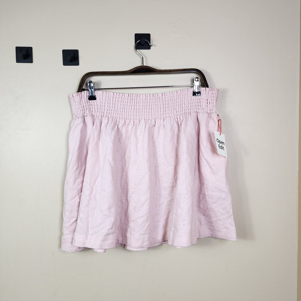 Open Edit Skirt Mini Smocked Waist A Line Skirt in Dusty Pink Size L